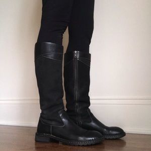 Black Leather And Suede Boots